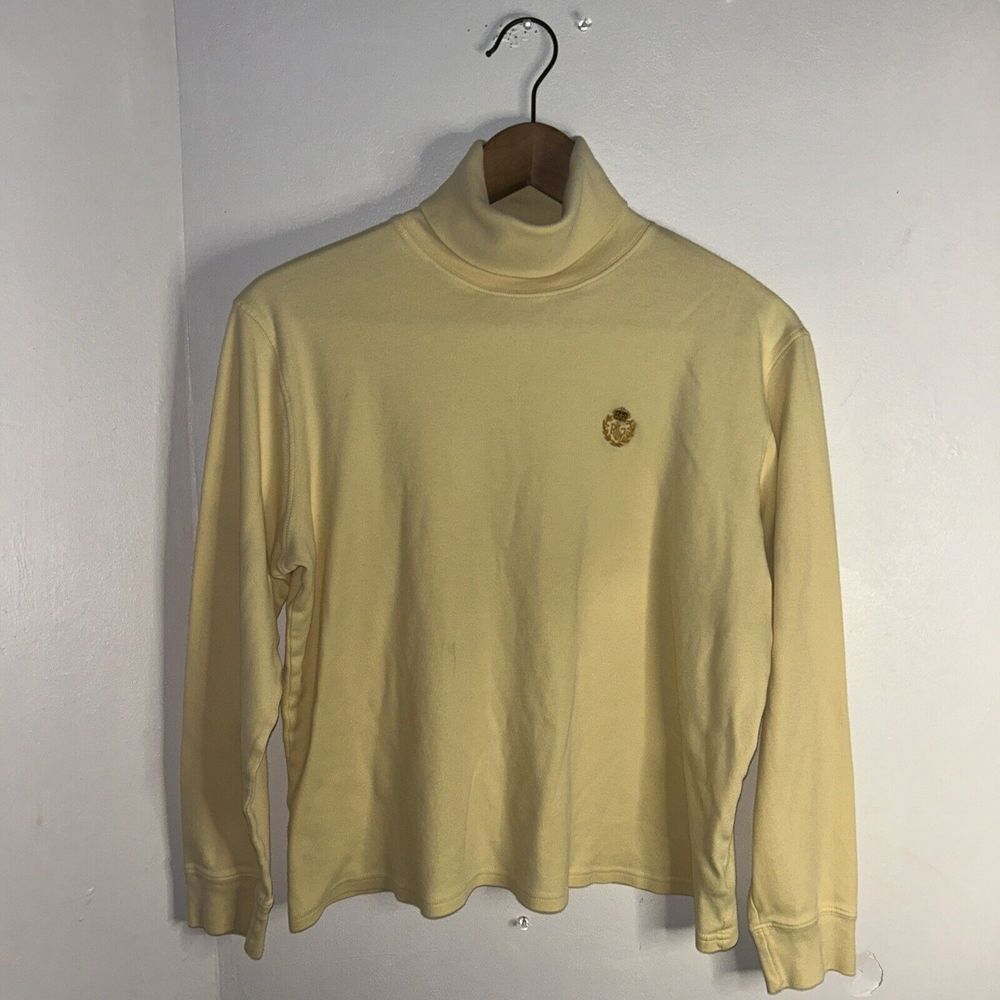 Lauren Ralph Lauren Cream Turtleneck Long Sleeve Cotton Basic Top Size L